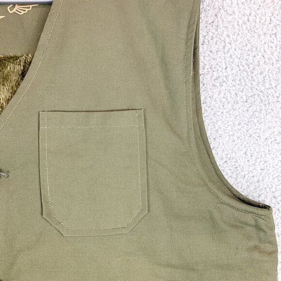 Cool Choice Cargo Vest Mens Large Green Faux Fur Lined Outdoor Leisure Casual - Picture 3 of 15